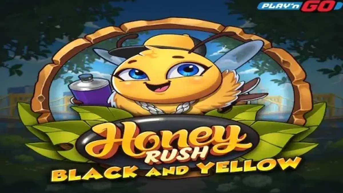 Visual neon dan grid sarang lebah pada slot Honey Rush Black and Yellow