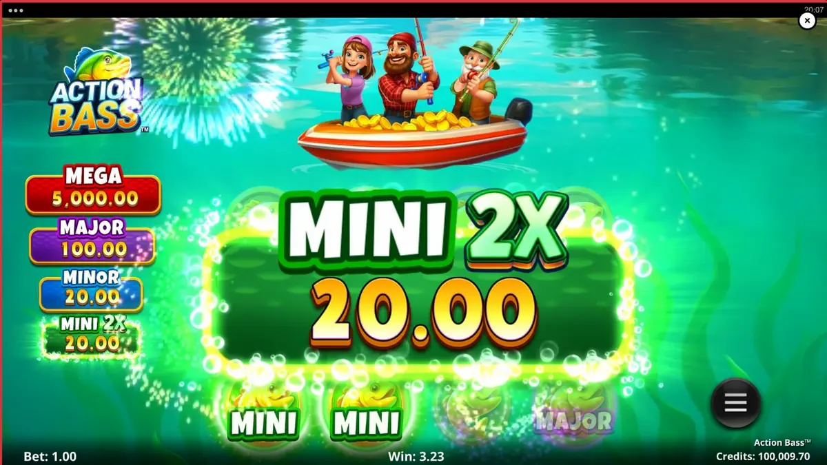 Tampilan visual slot Action Bass dengan tema memancing keluarga