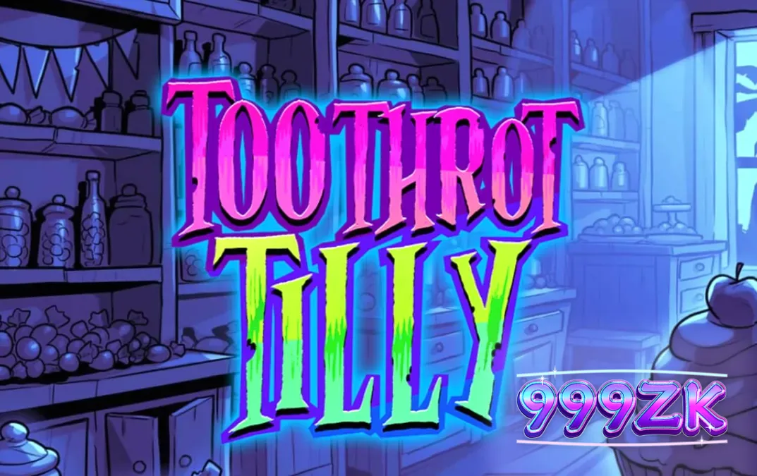 Tampilan visual slot Toothrot Tilly dengan tema permen punk dan karakter kartun yang kontras